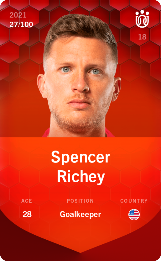 Sorare - Sorare Official - Spencer Richey 2021-22 • Rare 27/100 - NFT # 30667478647439041887837044626993048609500321837959286942464035216375486153528