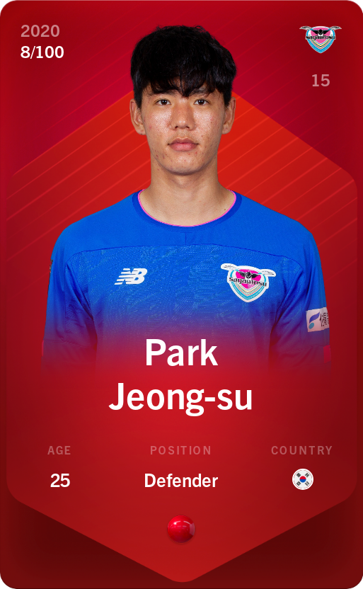 Sorare - Sorare Official - Park Jeong-su 2020-21 • Rare 8/100 - NFT # 7225470735392440057571215988475949126183433274180418879327358627729085122349