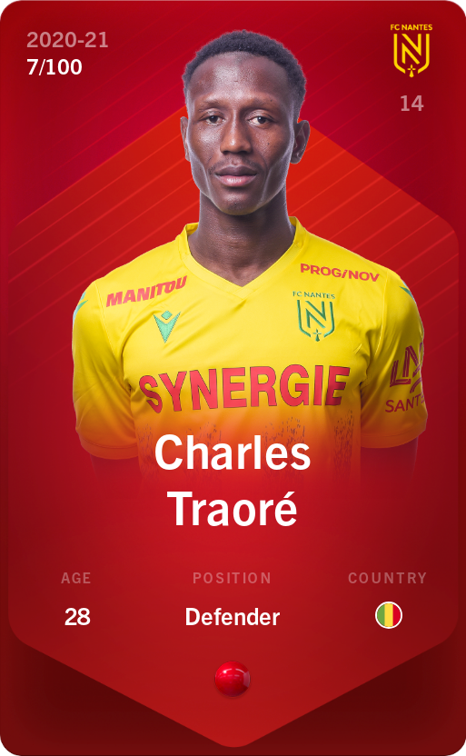 Sorare - Sorare Official - Charles Traoré 2020-21 • Rare 7/100 - NFT # 42062540934463227043870730020358057042171812516136551671332541376440566720564