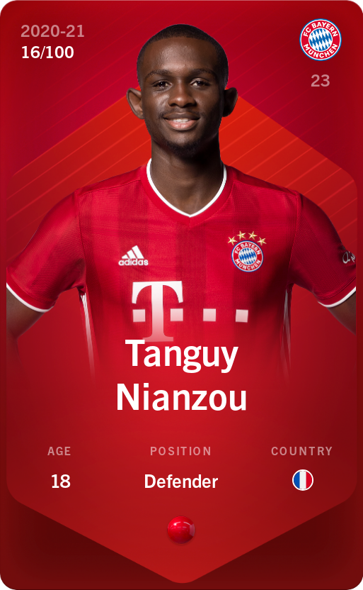 Sorare - Sorare Official - Tanguy Nianzou 2020-21 • Rare 16/100 - NFT # 87123991139072447995881582987542413229479857641786186068676330669339856700314