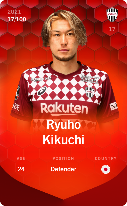 Sorare - Sorare Official - Ryuho Kikuchi 2021-22 • Rare 17/100 - NFT # 101265603874848150093432776517641007131019621793177895051270648135488733494369