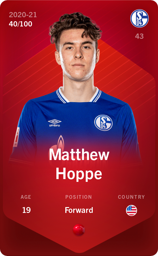 Sorare - Sorare Official - Matthew Hoppe 2020-21 • Rare 40/100 - NFT # 78970718133606754938857089595639288828810911282665285290883404995711508816333