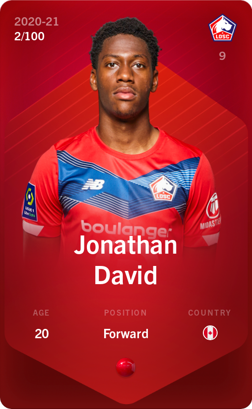 Sorare - Sorare Official - Jonathan David 2020-21 • Rare 2/100 - NFT # 87190576417116408941365061166307250191957243211538646378743224709267200867195