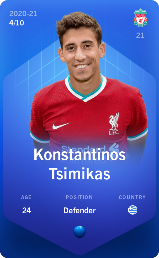Sorare - Sorare Official - Konstantinos Tsimikas 2020-21 • Super Rare 4/10 - NFT # 23936430887273133198636826248384555413170796179537460527212001380793169890015