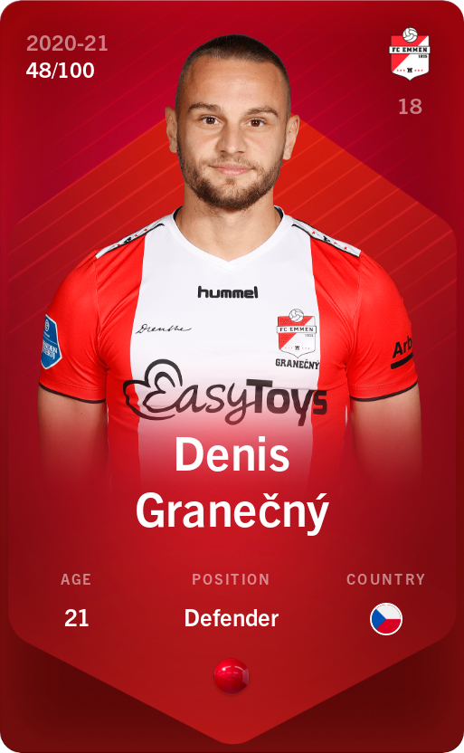 Sorare - Sorare Official - Denis Granečný 2020-21 • Rare 48/100 - NFT # 78672472079221317228416387067539103090700906891556517003157452897961017874707