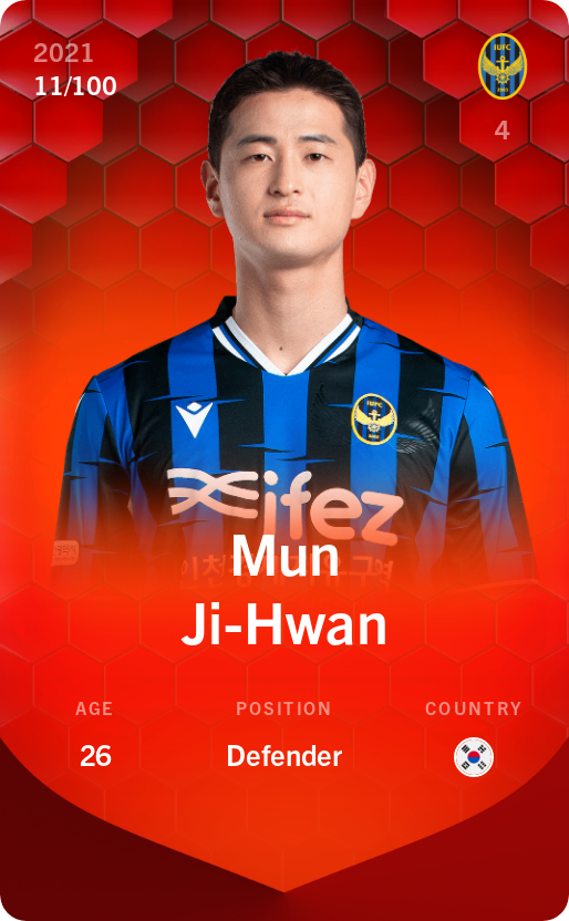 Sorare - Sorare Official - Mun Ji-Hwan 2021-22 • Rare 11/100 - NFT # 104547098019152915628044274483343249580118768258637669814938624622492485151075