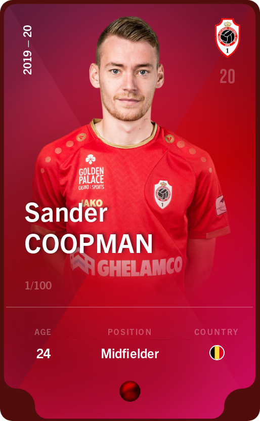 Sorare - Sorare Official - Sander Coopman 2019-20 • Rare 1/100 - NFT # 88337052299817377952298974764707736746138941222876545811241032836523031745975