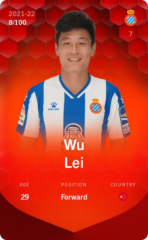 Sorare - Sorare Official - Wu Lei 2021-22 • Rare 8/100 - NFT # 94071391294088051117109121500198357917409352355730191125639008380745114814758