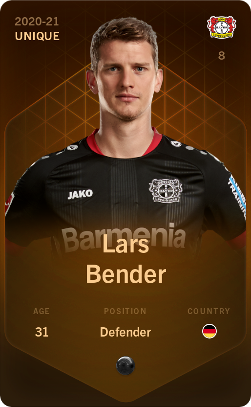 Sorare - Sorare Official - Lars Bender 2020-21 • Unique - NFT # 44701841563664289974713093809475476937340136883306229586671551607681194728952