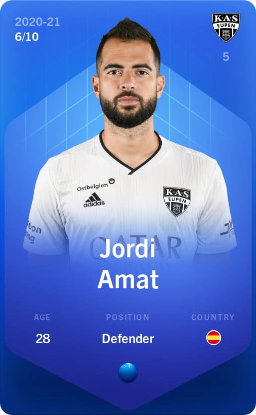 Sorare - Sorare Official - Jordi Amat 2020-21 • Super Rare 6/10 - NFT # 17874127691252856889750587335895897542517839962642283277768039859680183603206