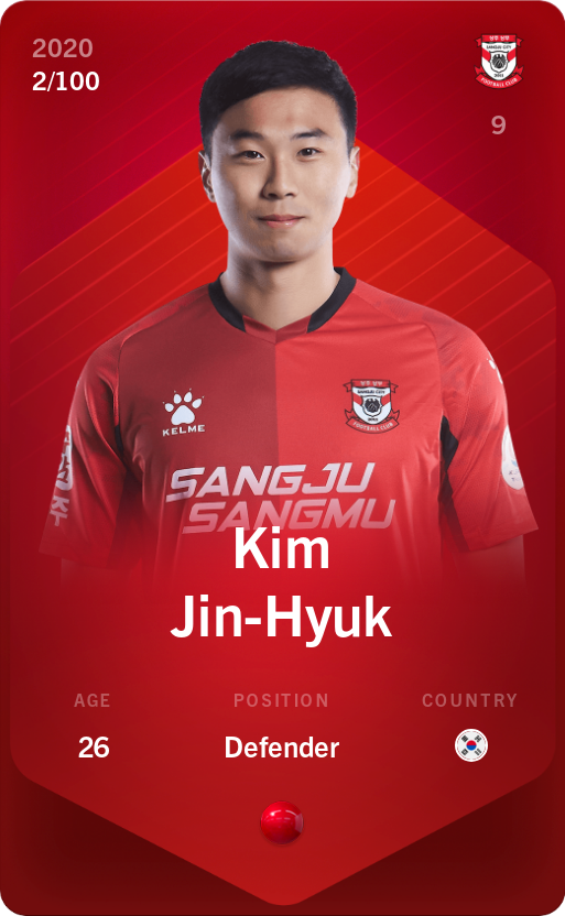 Sorare - Sorare Official - Kim Jin-Hyuk 2020-21 • Rare 2/100 - NFT # 4213322401219670065301455961780707014044475377744822876537566517701181634552
