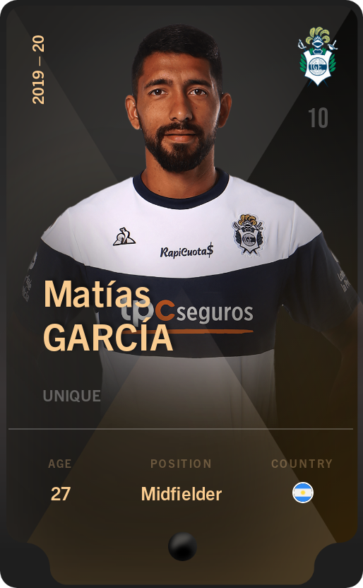 Sorare - Sorare Official - Matías García 2019-20 • Unique - NFT # 18225287451114305486742396198486963444002616767772597241091563178239943138106