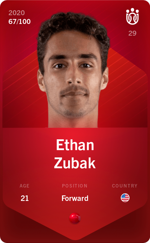 Sorare - Sorare Official - Ethan Zubak 2020-21 • Rare 67/100 - NFT # 15954257348269634970636496154186908374874627026947397288217862749067996643305