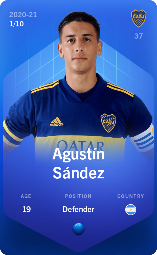 Sorare - Sorare Official - Agustín Sández 2020-21 • Super Rare 1/10 - NFT # 10582464232010085128085334514819946066400468948889295465101633497841138178316