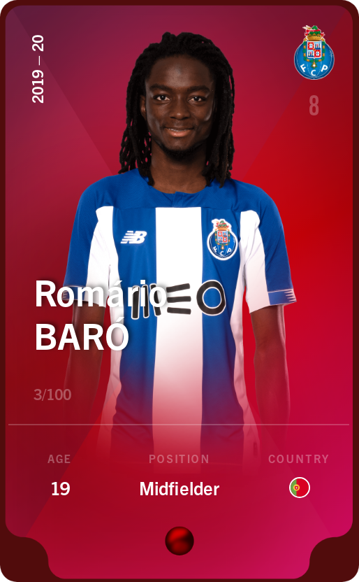 Sorare - Sorare Official - Romário Baró 2019-20 • Rare 3/100 - NFT # 101892910667540830154336224444816002325938932260355567576045648543863184848637