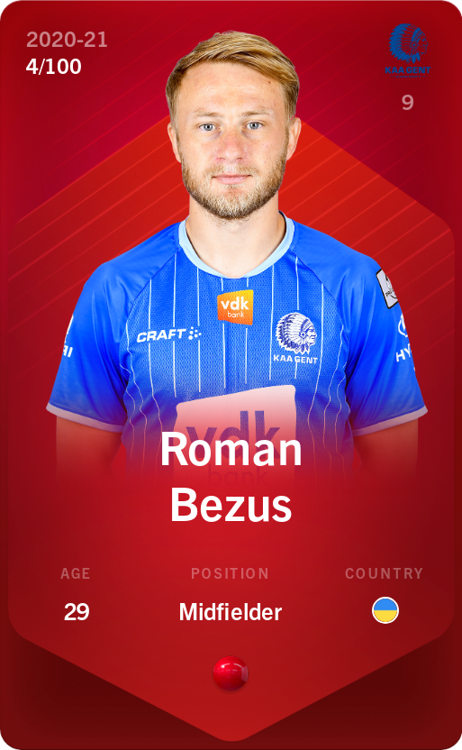 Sorare - Sorare Official - Roman Bezus 2020-21 • Rare 4/100 - NFT # 96335153872783127438639689132172070990815598824369517403832963822678961815600
