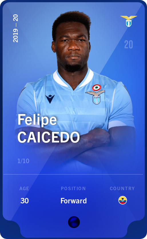 Sorare - Sorare Official - Felipe Caicedo 2019-20 • Super Rare 1/10 - NFT # 495556888643899745010144227272999102551123405064072845548627019342160645123