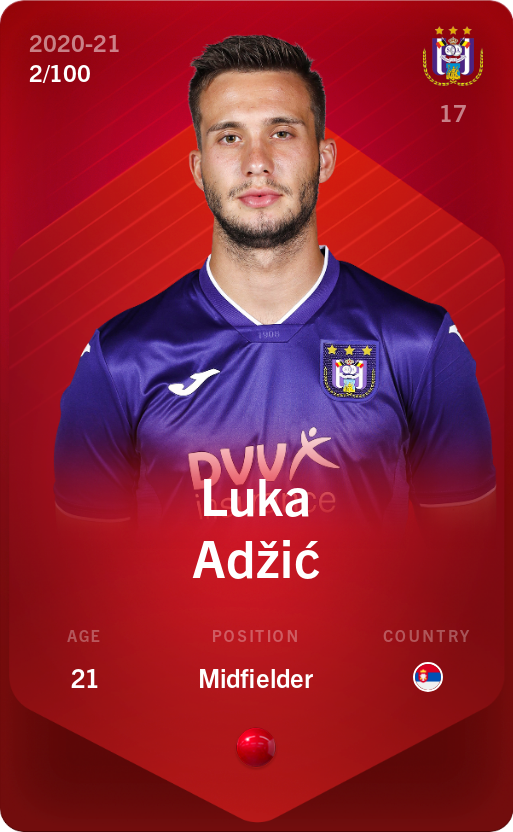 Sorare - Sorare Official - Luka Adžić 2020-21 • Rare 2/100 - NFT # 22015330266054161209405930831725529006740596071424321761074458973334909197271