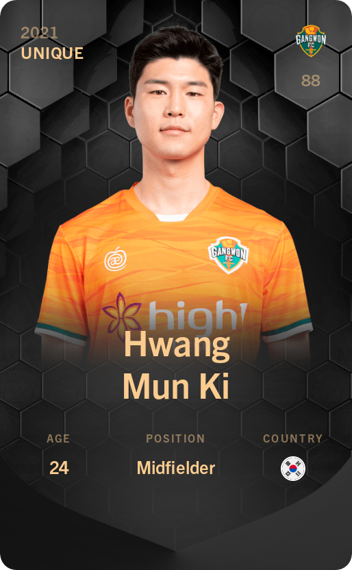 Sorare - Sorare Official - Hwang Mun Ki 2021-22 • Unique - NFT # 23382735797477208294020055420633669701042789642153987865070689105382563915095