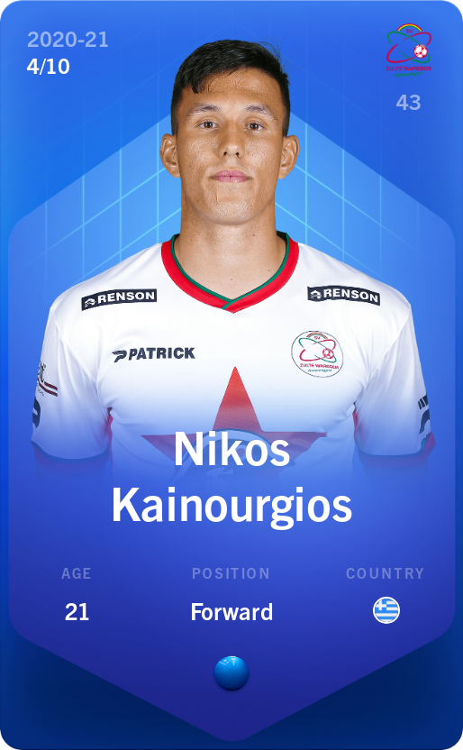 Sorare - Sorare Official - Nikos Kainourgios 2020-21 • Super Rare 4/10 - NFT # 75241572373953759993666667443457811903251757419060260855768904344853111017412