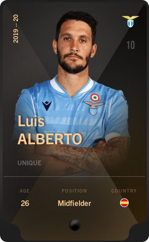 Sorare - Sorare Official - Luis Alberto 2019-20 • Unique - NFT # 58402802765961501026543229590776505247466746394407845963921265492136729370895