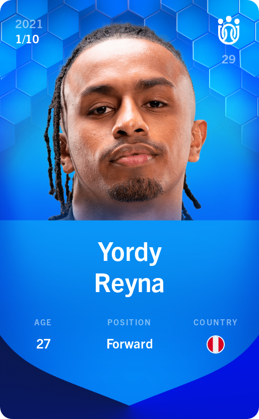 Sorare - Sorare Official - Yordy Reyna 2021-22 • Super Rare 1/10 - NFT # 47307323997787040542557405038385158831171376059046934047191103139944555008234