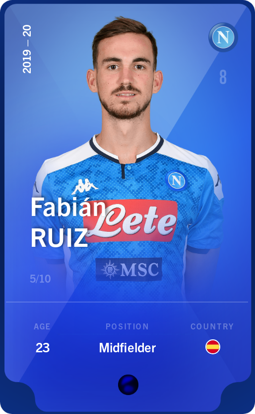 Sorare - Sorare Official - Fabián Ruiz 2019-20 • Super Rare 5/10 - NFT # 113107456075389919037618409904220645090414426221448806946546225052549165060703