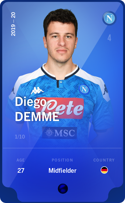 Sorare - Sorare Official - Diego Demme 2019-20 • Super Rare 1/10 - NFT # 39742006666204772763656832996968522546673774619702168496794162004425447926380