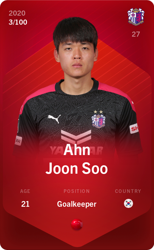 Sorare - Sorare Official - Ahn Joon Soo 2020-21 • Rare 3/100 - NFT # 56595681236944511007457990814870888298752537628131960080604717505493328591239