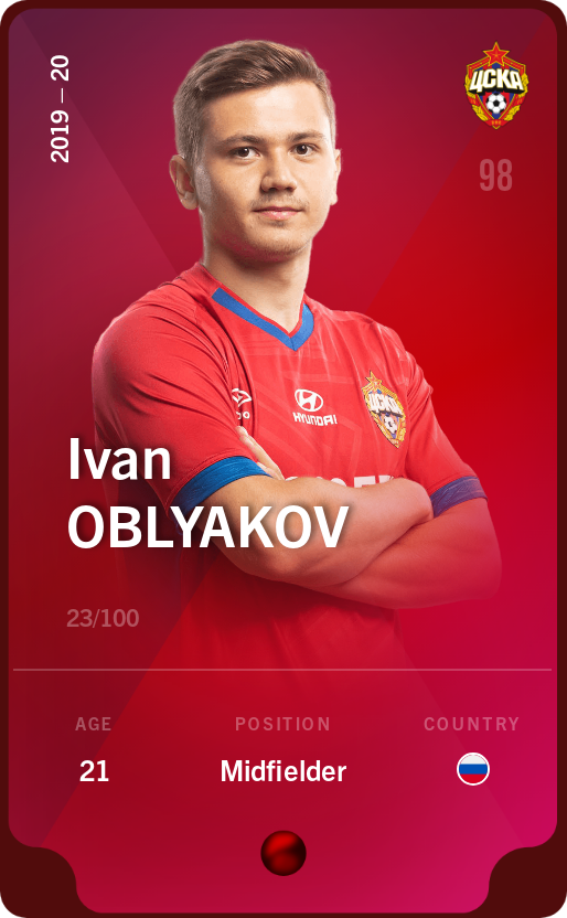 Sorare - Sorare Official - Ivan Oblyakov 2019-20 • Rare 23/100 - NFT # 57261991267745101029812797442224573377484236908825080578641715380752734236587