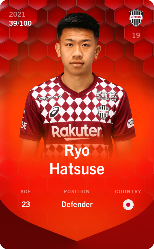 Sorare - Sorare Official - Ryo Hatsuse 2021-22 • Rare 39/100 - NFT # 56711476966229213866864993813610209580157934953053090677149412344694976763632