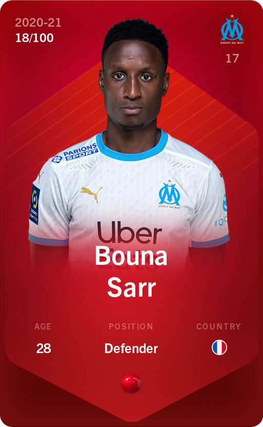 Sorare - Sorare Official - Bouna Sarr 2020-21 • Rare 18/100 - NFT # 71319327017664851070412989997969050930255640214060194694459163743659448901595