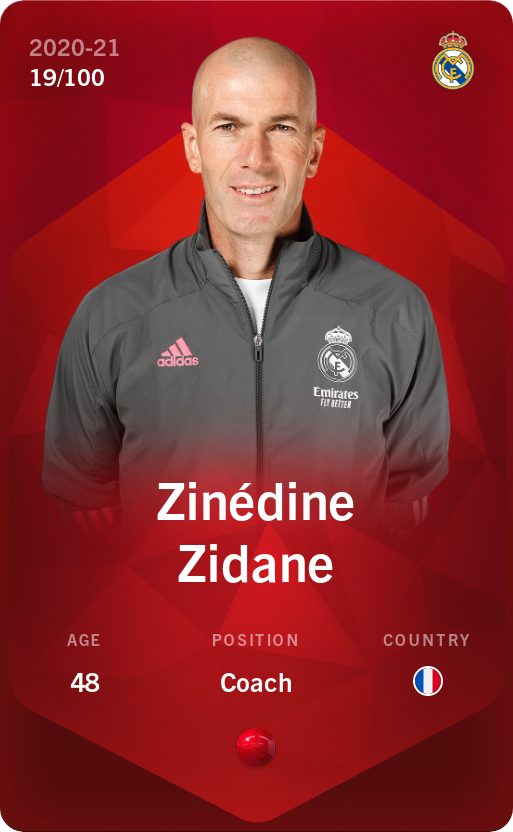 Sorare - Sorare Official - Zinédine Zidane 2020-21 • Rare 19/100 - NFT # 78604774192125947334449400878669691036704915147456855111738231037765730720940
