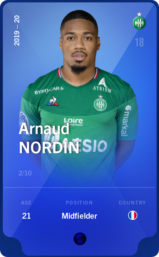 Sorare - Sorare Official - Arnaud Nordin 2019-20 • Super Rare 2/10 - NFT # 875380238920259280509534380996370079438895298195370886312081196881960717921