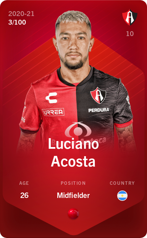 Sorare - Sorare Official - Luciano Acosta 2020-21 • Rare 3/100 - NFT # 34258735440847917564933074772186135039100712948619905804329372719181761246653