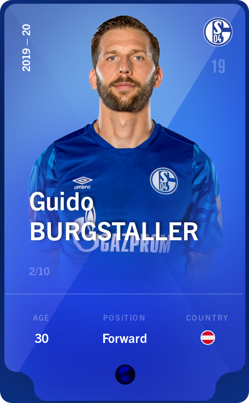 Sorare - Sorare Official - Guido Burgstaller 2019-20 • Super Rare 2/10 - NFT # 76056845625747589583474957537092788831898862339671207851410025063933975268053