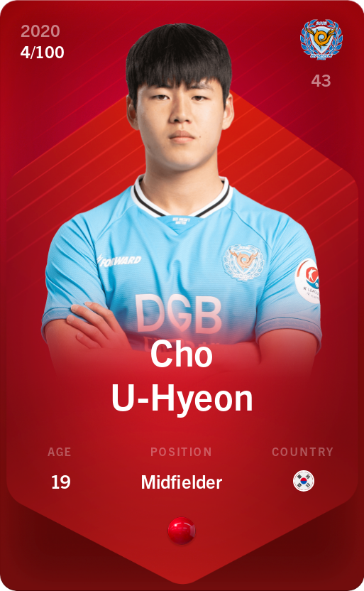 Sorare - Sorare Official - Cho U-Hyeon 2020-21 • Rare 4/100 - NFT # 4435655421277882189421878083328255618421990510760235736643042335236674509903