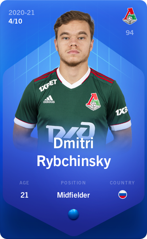 Sorare - Sorare Official - Dmitri Rybchinsky 2020-21 • Super Rare 4/10 - NFT # 57833421932973252735846893814549656065373651176136254500060796948505676821142