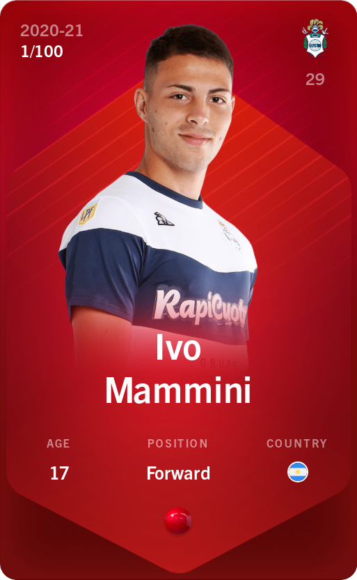 Sorare - Sorare Official - Ivo Mammini 2020-21 • Rare 1/100 - NFT # 99334392200913857063807883192290500355051476650121901284946174094119139274068