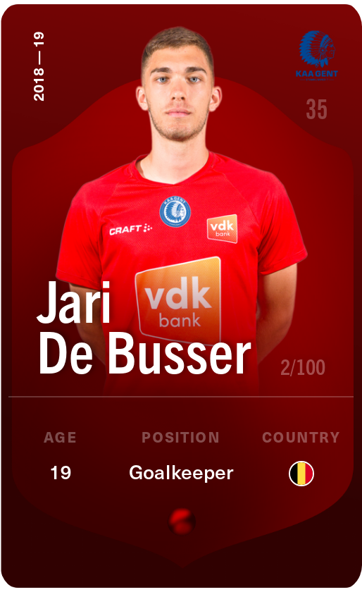 Sorare - Sorare Official - Jari De Busser 2018-19 • Rare 2/100 - NFT # 38977574731404496829931073972217786558025129854887996889985162681093910154162