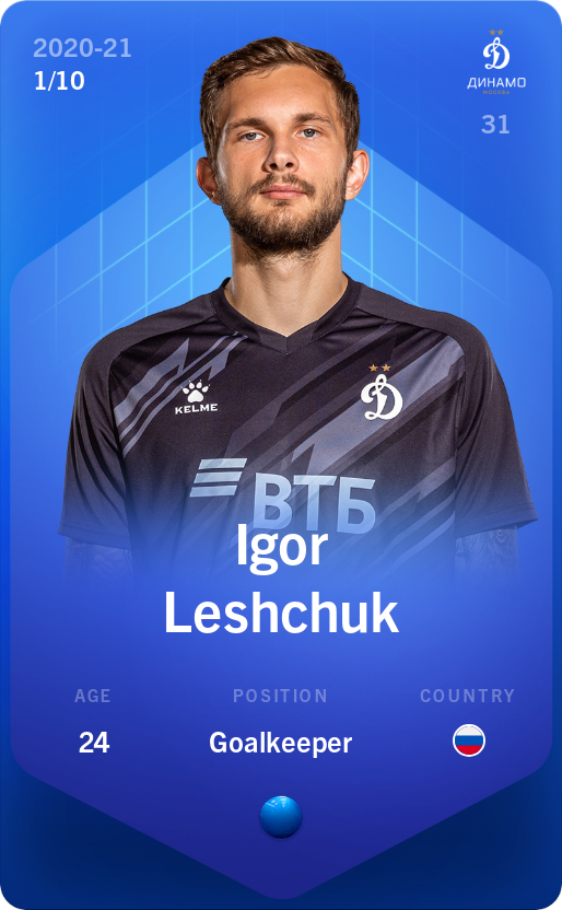 Sorare - Sorare Official - Igor Leshchuk 2020-21 • Super Rare 1/10 - NFT # 87638570905118865275860246167592530770924480984984313747781061200718292979504