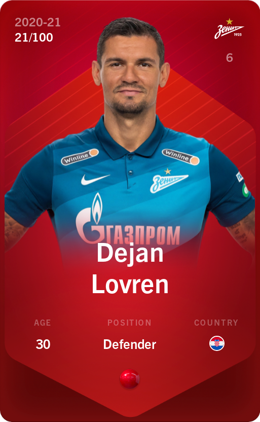 Sorare - Sorare Official - Dejan Lovren 2020-21 • Rare 21/100 - NFT # 71681526915288069998629150805839947484083156552427209290644196816920157599388