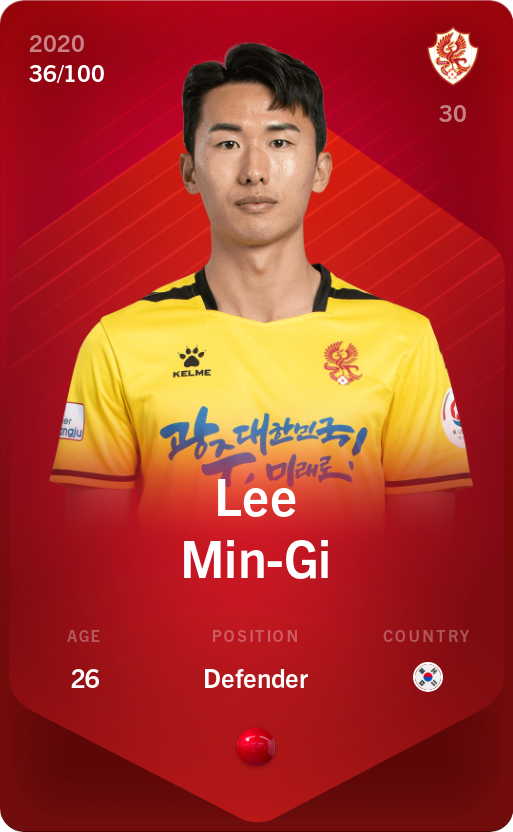 Sorare - Sorare Official - Lee Min-Gi 2020-21 • Rare 36/100 - NFT # 110400477174064674454486577377100508975066940423447183751055344661407059728544