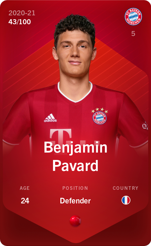 Sorare - Sorare Official - Benjamin Pavard 2020-21 • Rare 43/100 - NFT # 83977273850740845457651929642664072923108575899685114453883950820423024001930