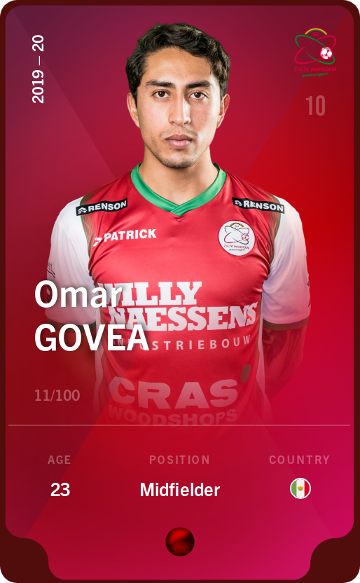 Sorare - Sorare Official - Omar Govea 2019-20 • Rare 11/100 - NFT # 53731938904922217945472855967512196822548737800945943889987017570376690213555