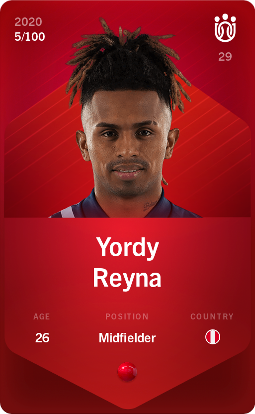 Sorare - Sorare Official - Yordy Reyna 2020-21 • Rare 5/100 - NFT # 8411176758255705982499005932492928538772854548953567646818697013560708225876