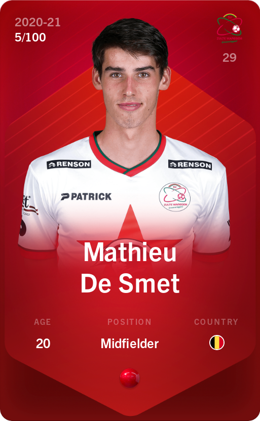 Sorare - Sorare Official - Mathieu De Smet 2020-21 • Rare 5/100 - NFT # 76500775155314174972948313249733653626665849580821302545964559833478057700138