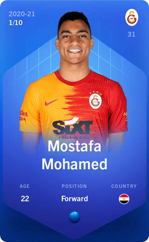Sorare - Sorare Official - Mostafa Mohamed 2020-21 • Super Rare 1/10 - NFT # 112129306224213922810815845933792160002784729242308257605381505672060621677013