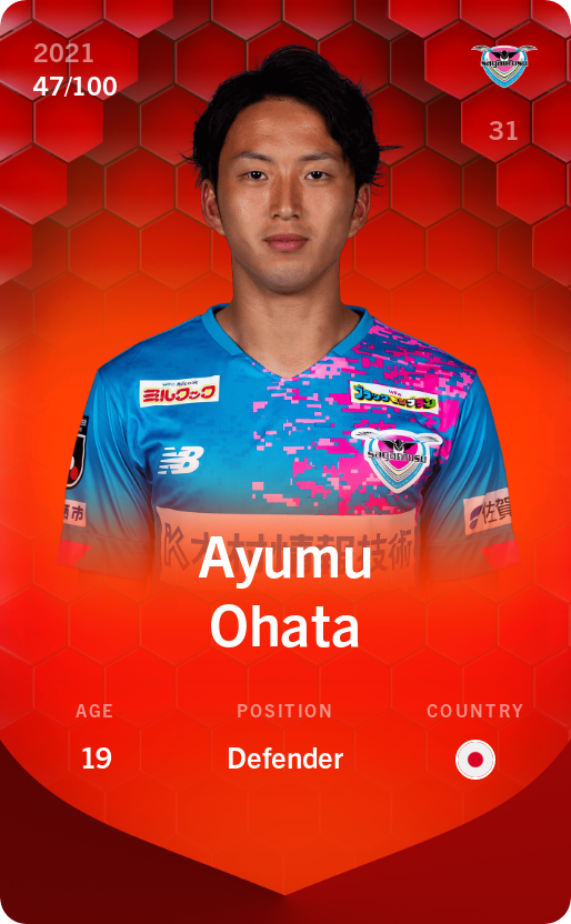 Sorare - Sorare Official - Ayumu Ohata 2021-22 • Rare 47/100 - NFT # 31205251318154149552526866431450142012354540906060684821394141880621290856765
