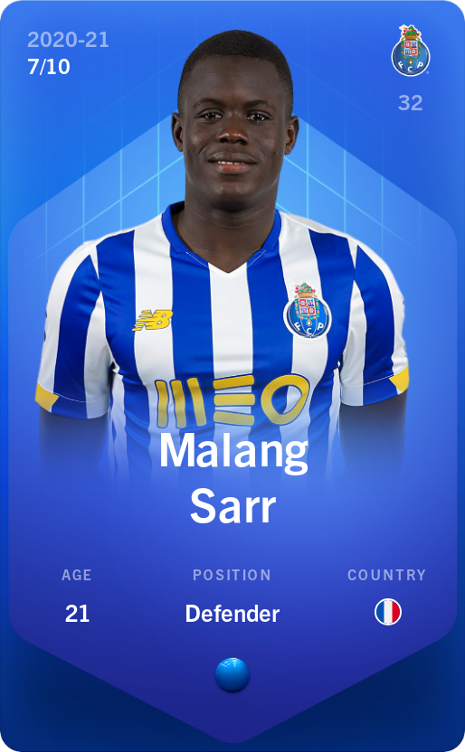 Sorare - Sorare Official - Malang Sarr 2020-21 • Super Rare 7/10 - NFT # 90276046296441765402475471945303186403412216305778367870269297831846530251420